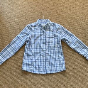 Orvis. Blue and white sporting shirt.